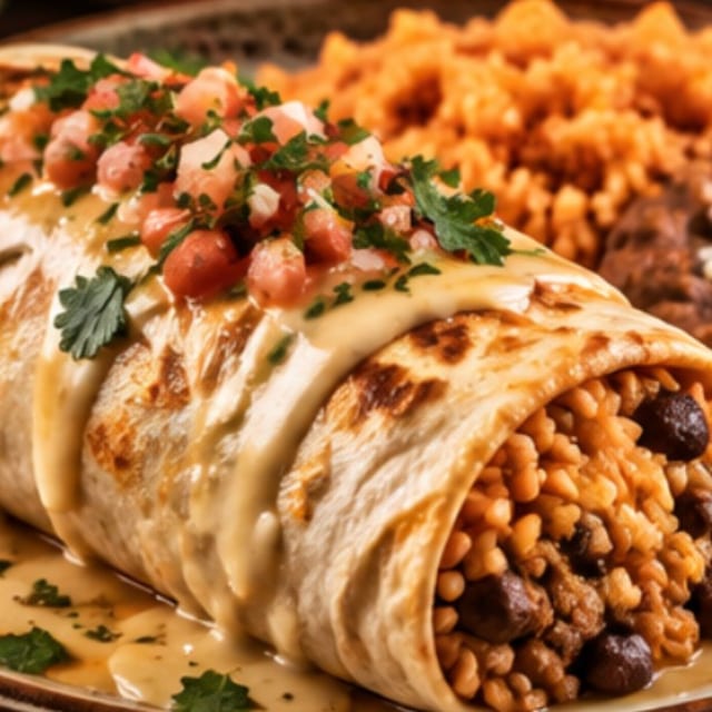 Burrito, Rice and Beans.